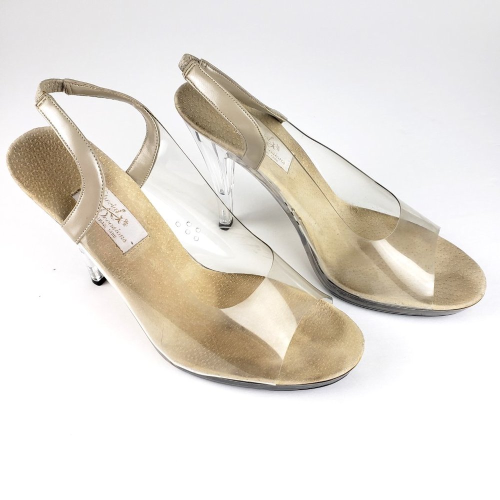 Clear Vinyl Pageant Prom Peep Toe 4.5” Heels 9.5M